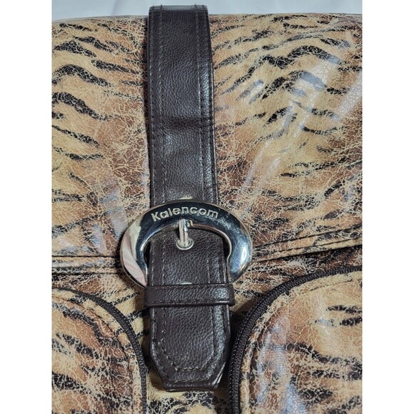 Kalencom New Orleans Faux Leather Distressed Tiger Print Diaper Bag Tote - Picture 9 of 12